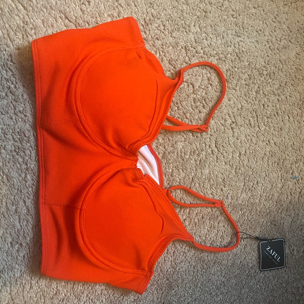 red bathing suit top